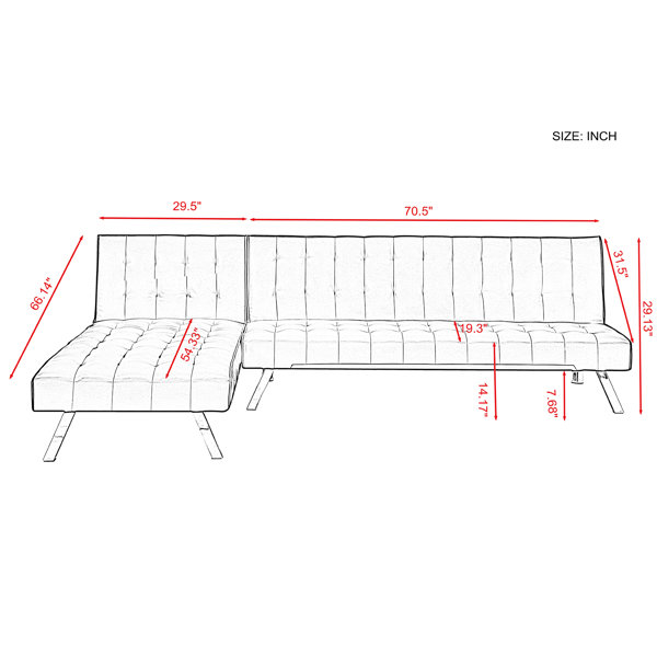 Latitude Run® Fatim 100" Wide Faux Leather Reversible Sleeper Sofa